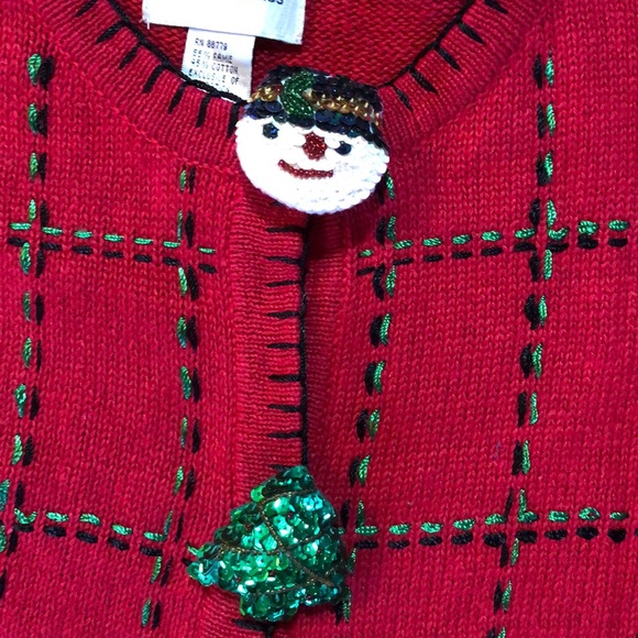 Vtg Ugly Xmas sweater Christmas cardi plaid knit - Picture 3 of 8